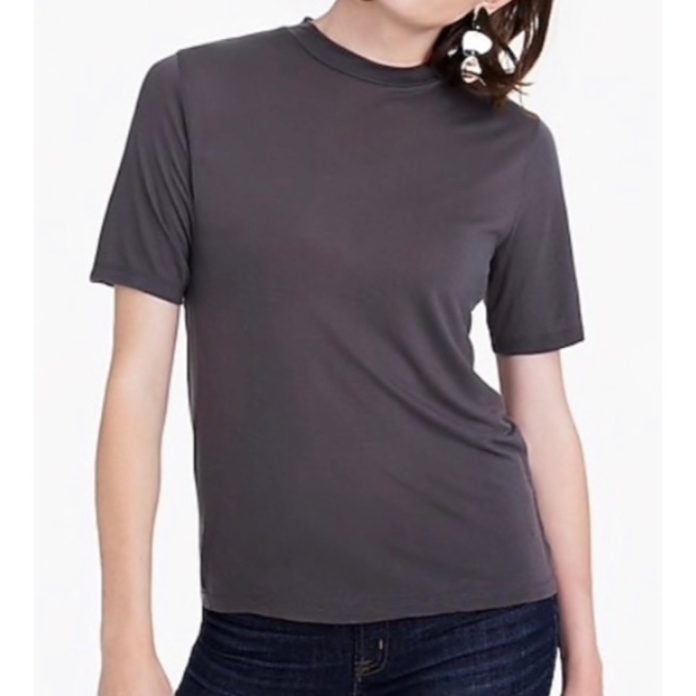 NWT JCREW Mockneck Lyocell Tee in Dark Grey